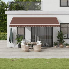 vidaXL barna kézzel kihúzható LED-es napellenző 500 x 350 cm kerti bútor