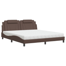 vidaXL barna műbőr ágy matraccal 180 x 200 cm ágy és ágykellék