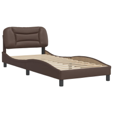 vidaXL barna műbőr ágykeret fejtámlával 90 x 200 cm (3207976) ágy és ágykellék