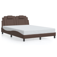 vidaXL barna műbőr ágykeret LED-világítással 140 x 190 cm ágy és ágykellék