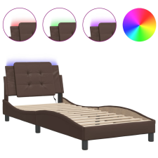 vidaXL barna műbőr ágykeret LED-világítással 80 x 200 cm (3214070) ágy és ágykellék