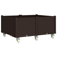 vidaXL barna polipropilén rácsos kerekes ültetőláda 100 x 80 x 54 cm (367997) kerti tárolás