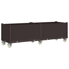 vidaXL barna polipropilén rácsos kerekes ültetőláda 160 x 50 x 54 cm (367999) kerti tárolás