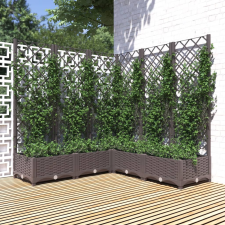 vidaXL Barna polipropilén rácsos kerti ültetőláda 120 x 120 x 121,5 cm kerti tárolás