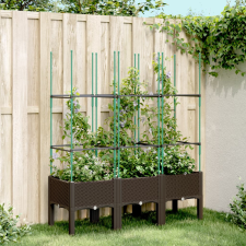 vidaXL barna polipropilén rácsos kerti ültetőláda 120 x 40 x 142,5 cm kerti tárolás