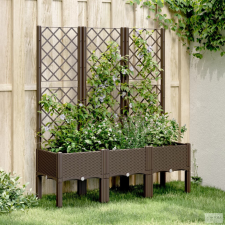 vidaXL Barna polipropilén rácsos kerti ültetőláda 120 x 40 x 142 cm kerti tárolás