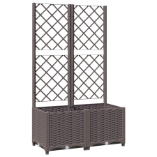 vidaXL barna polipropilén rácsos kerti ültetőláda 80 x 40 x 136 cm (318261) kerti tárolás