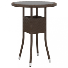 vidaXL barna polyrattan és edzett üveg kerti asztal Ø60 x 75 cm kerti bútor