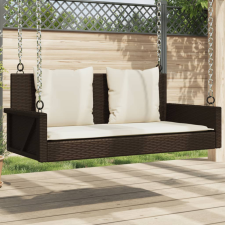 vidaXL Barna polyrattan hintapad párnával 119 x 56 x 48 cm hintaágy