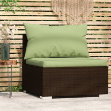 vidaXL barna polyrattan kerti középső kanapé párnákkal kerti bútor