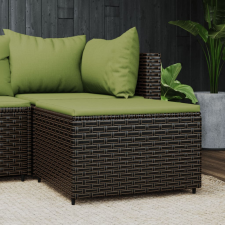 vidaXL barna polyrattan kerti lábtartó párnával kerti bútor