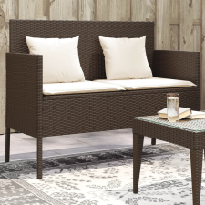vidaXL barna polyrattan kerti pad párnákkal kerti bútor
