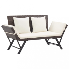 vidaXL Barna polyrattan kerti pad párnákkal 176 cm kerti bútor