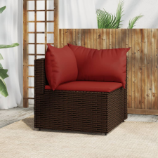 vidaXL barna polyrattan kerti sarokkanapé párnákkal kerti bútor