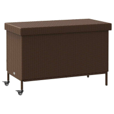 vidaXL barna polyrattan kerti tárolóláda kerekekkel 110x55x73 cm kerti tárolás