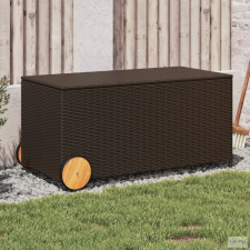 vidaXL Barna polyrattan kerti tárolóláda kerekekkel 190 L kerti tárolás