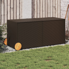vidaXL barna polyrattan kerti tárolóláda kerekekkel 283 L kerti tárolás