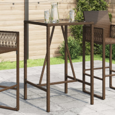 vidaXL barna polyrattan kültéri bárasztal 70 x 70 x 110 cm kerti bútor