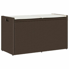 vidaXL barna polyrattan kültéri tárolópad párnával 100 cm kerti bútor