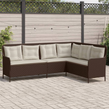 vidaXL barna polyrattan L-alakú kerti kanapé párnákkal kerti bútor