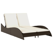 vidaXL barna polyrattan napozóágy párnákkal 114x205x73 cm (368288) kerti bútor