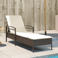 vidaXL Barna polyrattan napozóágy párnával 63x200x81 cm kerti bútor
