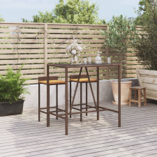 vidaXL Barna polyrattan üveglapos bárasztal 110 x 70 x 110 cm kerti bútor