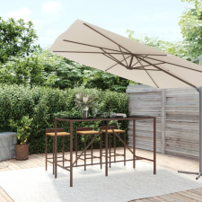 vidaXL barna polyrattan üveglapos bárasztal 180 x 70 x 110 cm kerti bútor