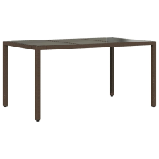 vidaXL barna polyrattan üveglapos kerti asztal 150 x 90 x 75 cm (365590) kerti bútor