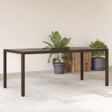 vidaXL barna polyrattan üveglapos kerti asztal 190 x 90 x 75 cm kerti bútor