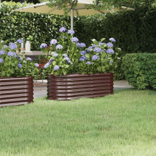 vidaXL barna porszórt acél kerti magaságyás 114x40x36 cm kerti tárolás