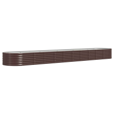 vidaXL barna porszórt acél kerti magaságyás 440x80x36 cm kerti tárolás