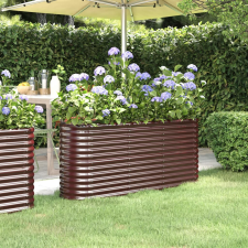 vidaXL barna porszórt acél kerti ültetőláda 152 x 40 x 68 cm kerti tárolás