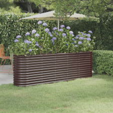 vidaXL barna porszórt acél kerti ültetőláda 224 x 40 x 68 cm kerti tárolás