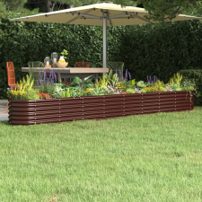 vidaXL barna porszórt acél kerti ültetőláda 332 x 40 x 36 cm kerti tárolás