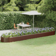vidaXL barna porszórt acél kerti ültetőláda 507 x 100 x 36 cm bútor