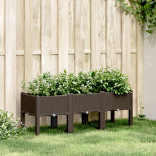 vidaXL barna PP rácsos kerti ültetőláda 120 x 40 x 42 cm kerti tárolás