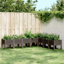 vidaXL barna PP rácsos kerti ültetőláda 200 x 160 x 42 cm kerti tárolás