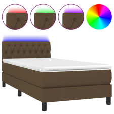 vidaXL barna szövet rugós és LED-es ágy matraccal 100x200 cm (3133376) ágy és ágykellék