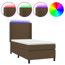 vidaXL barna szövet rugós és LED-es ágy matraccal 100x200 cm (3138136) ágy és ágykellék