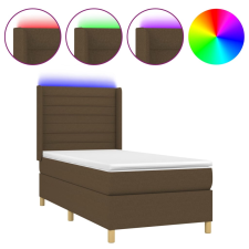 vidaXL barna szövet rugós és LED-es ágy matraccal 100x200 cm (3138936) ágy és ágykellék