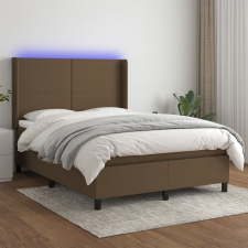 vidaXL barna szövet rugós és LED-es ágy matraccal 140x190 cm ágy és ágykellék