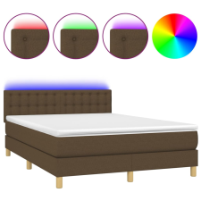 vidaXL barna szövet rugós és LED-es ágy matraccal 140x190 cm (3134032) ágy és ágykellék