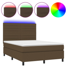 vidaXL barna szövet rugós és LED-es ágy matraccal 140x190 cm (3134952) ágy és ágykellék