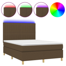 vidaXL barna szövet rugós és LED-es ágy matraccal 140x190 cm (3135592) ágy és ágykellék