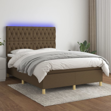 vidaXL barna szövet rugós és LED-es ágy matraccal 140x200 cm ágy és ágykellék