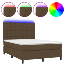 vidaXL barna szövet rugós és LED-es ágy matraccal 140x200 cm (3135200) ágy és ágykellék