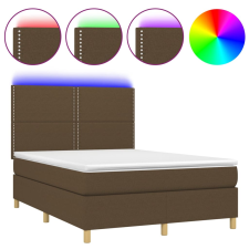 vidaXL barna szövet rugós és LED-es ágy matraccal 140x200 cm (3135360) ágy és ágykellék