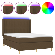 vidaXL barna szövet rugós és LED-es ágy matraccal 140x200 cm (3139040) ágy és ágykellék