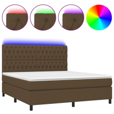 vidaXL barna szövet rugós és LED-es ágy matraccal 160x200 cm (3135128) ágy és ágykellék